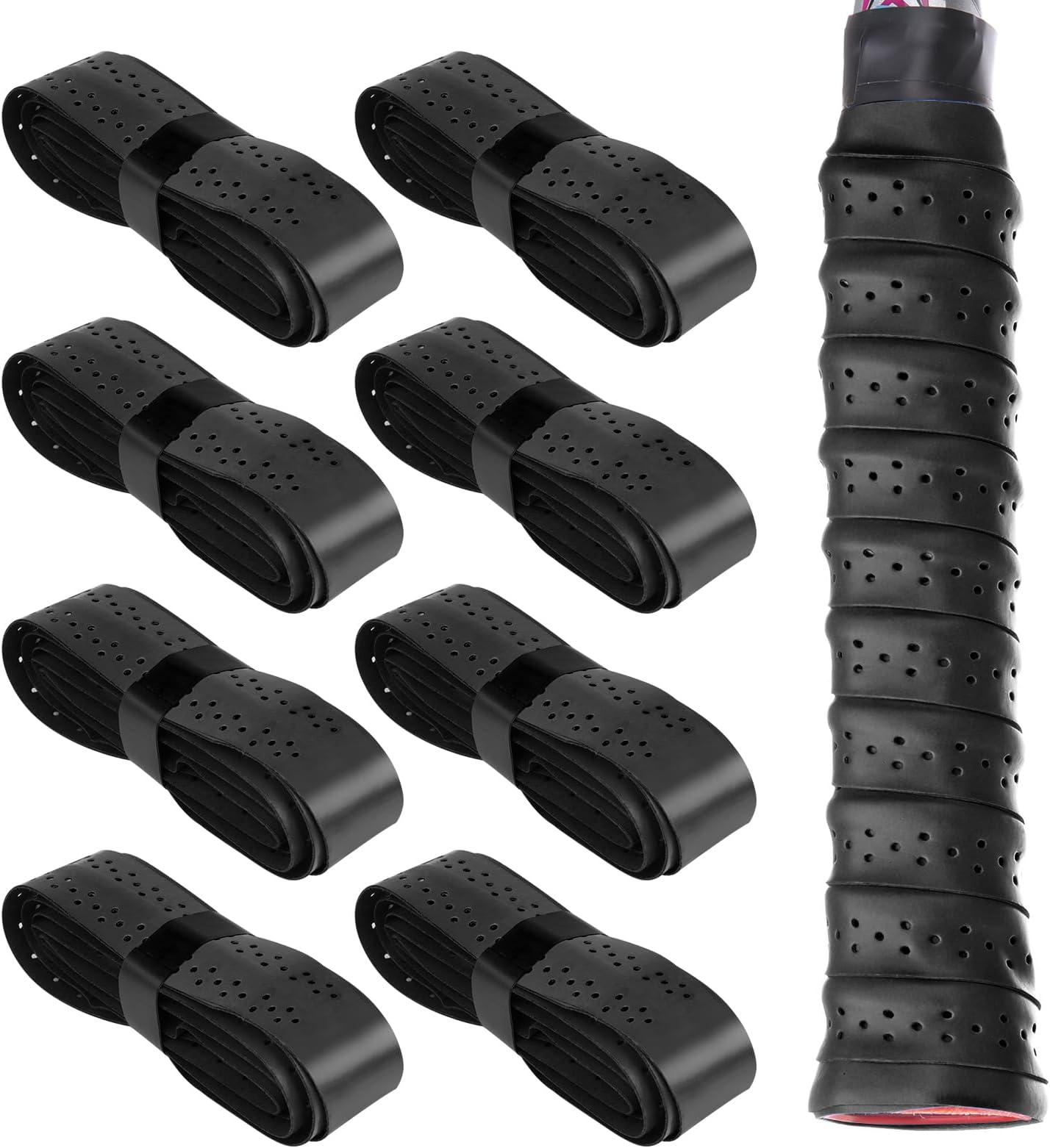 SONEER Badminton Racket Grip, 8pcs Tennis Grip, Anti-Slip Tennis Racket Tape, Self-Adhesive Tennis Overgrip for Tennis, Badminton Racquet Grip