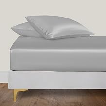 LINENWALAS Fitted Sheet Only Viscose Derived from Bamboo, Bottom Sheet for King Size Bed 16 Deep Pocket, All Around Snug Fit Cooling, Breathable, Soft, Hypoallergenic Light Grey, King