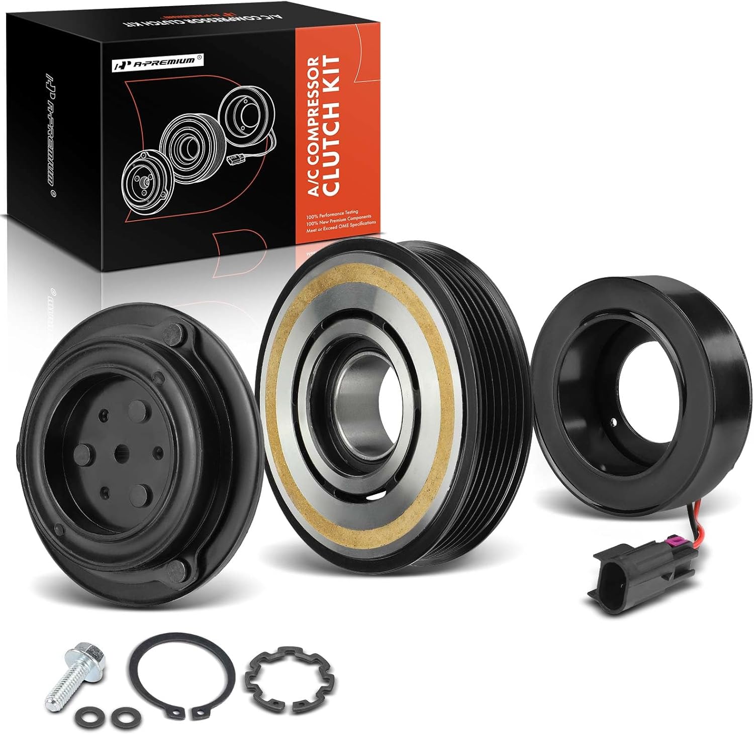 A-Premium Air Conditioner AC Compressor Clutch Kit Compatible with Ford Fusion 2010-2012 & Lincoln MKZ 2007-2012, 3.5L