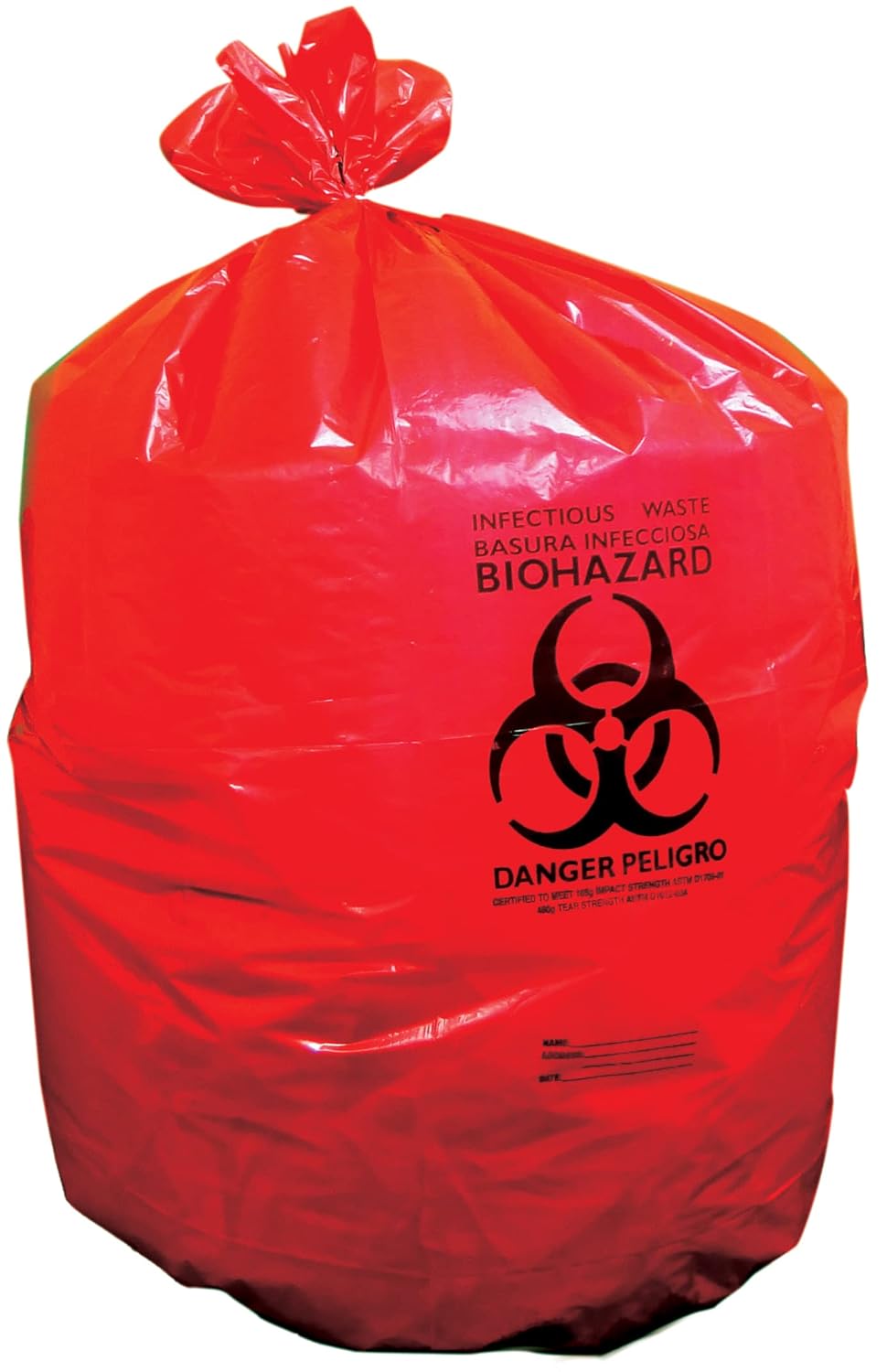 Healthcare Liners by Heritage Bag, when Safety and Perfomance matter. 33"x39", Red, 1.3Mil, 150, Healthcare Printed