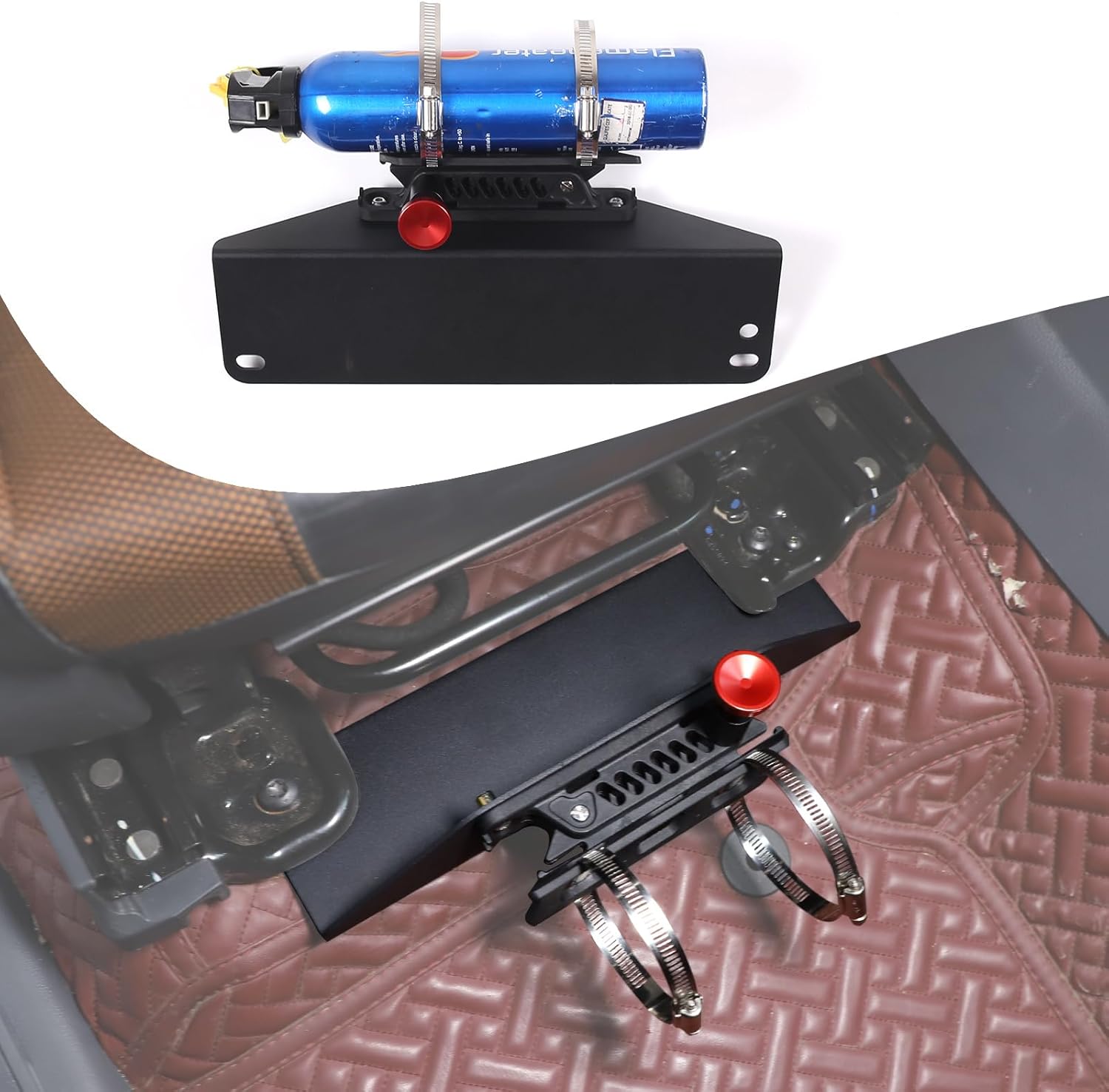 Lcojicep Fire Extinguisher Bracket Under The Co-Pilot Seat Compatible with Ford Ranger 2015-2021 Car Adjustable Fire Extinguisher Bottle Tie Bracket Aluminum Alloy Accessories