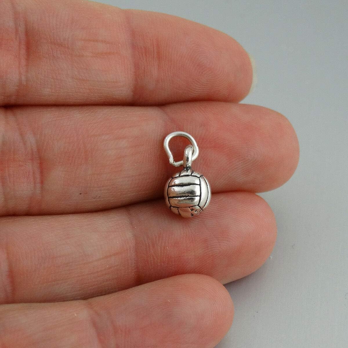 Tiny Volleyball Charm - 925 Sterling Silver - Beach Court Olympics School Team Cute Jewelry Charm