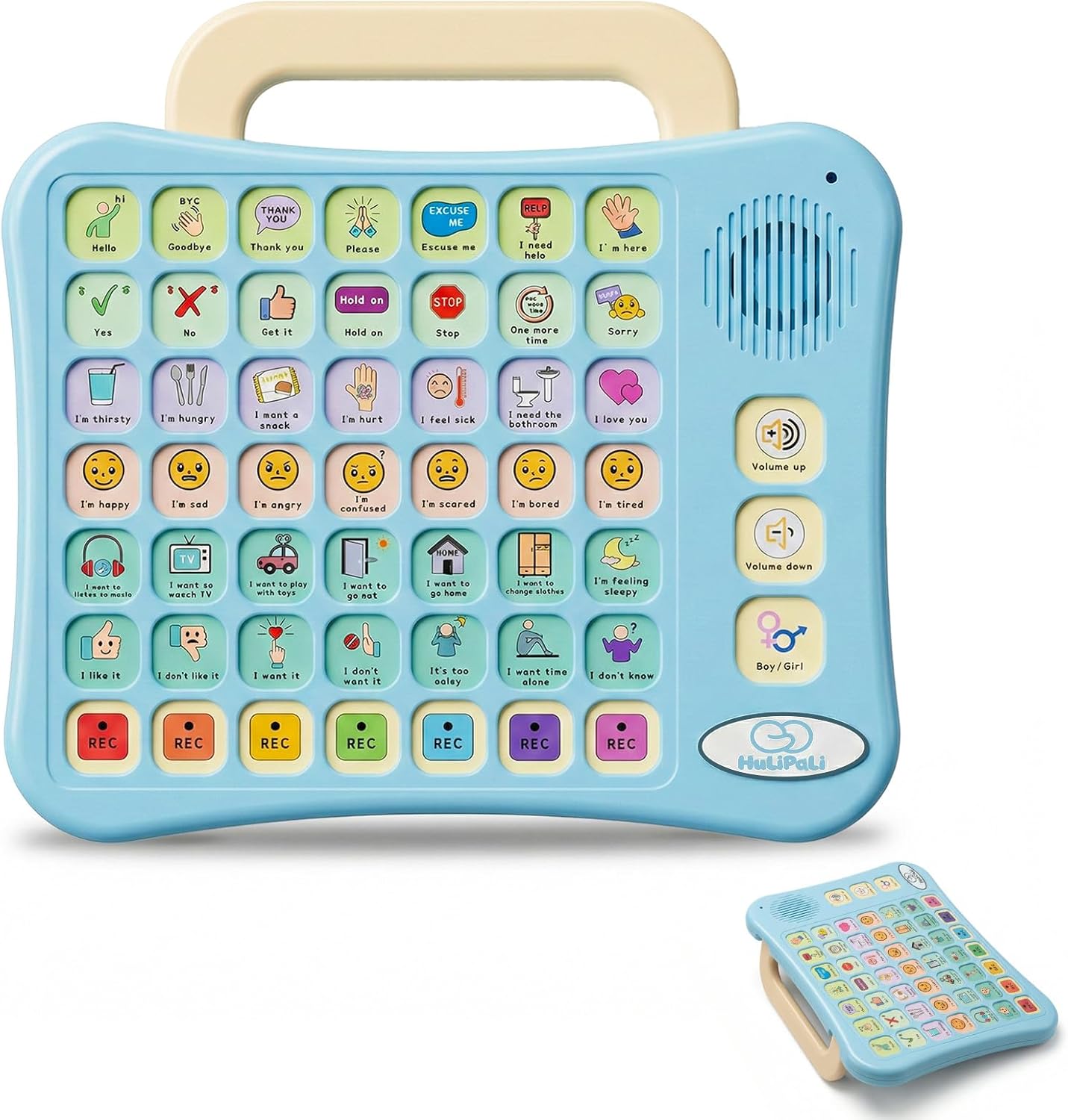AAC Device for Autism Speech Therapy & Nonverbal Kids - 2-in-1 Portable Desktop Communication Tool with Boy/Girl Voices, 42 Preset Buttons, 7 Recordable Buttons & Adjustable Volume