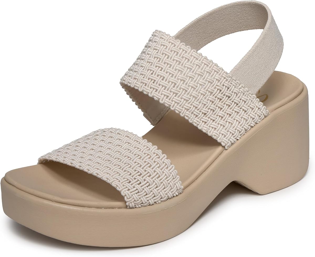 Skechers Día de Cali para mujer | Plantilla acolchada de espuma de lujo, parte superior de punto elástico, tira trasera, plataforma de cuña, vegano