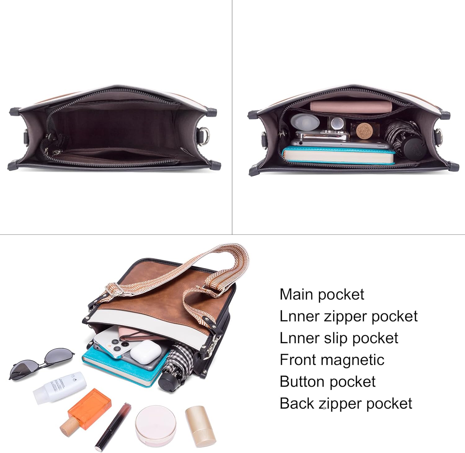 CLUCI Purses for Women, Vegen Leather Crossbody Bags for Woman Trendy, 2PCS Hobo Handbag with 2 Adjustable Guitar Strap - Image 4