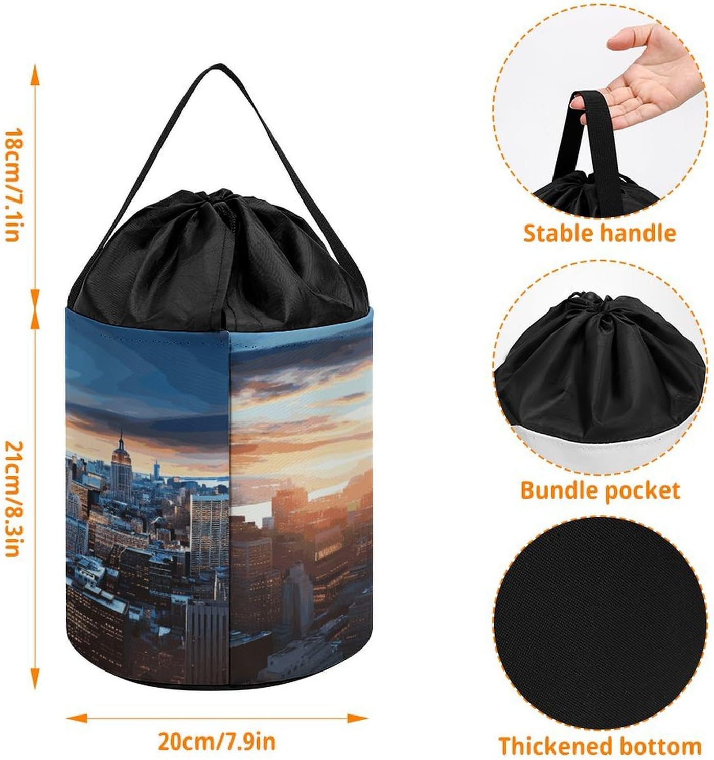 New York City Skyline Storage Bag Large Reusable,Storage Box with Handle Drawstringm, Toy Storage Organizer Travel Case for Building Toys for Puzzles, Building Blocks, Board Game, Stationery, Books image 2