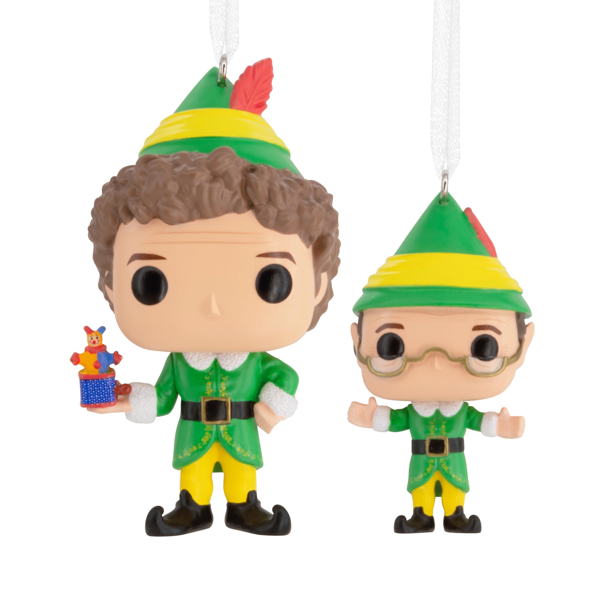 Hallmark Funko POP! Elf Christmas Tree Decorations, Buddy & Papa Elf, 2 Pack, Green, Yellow, Pack of 2