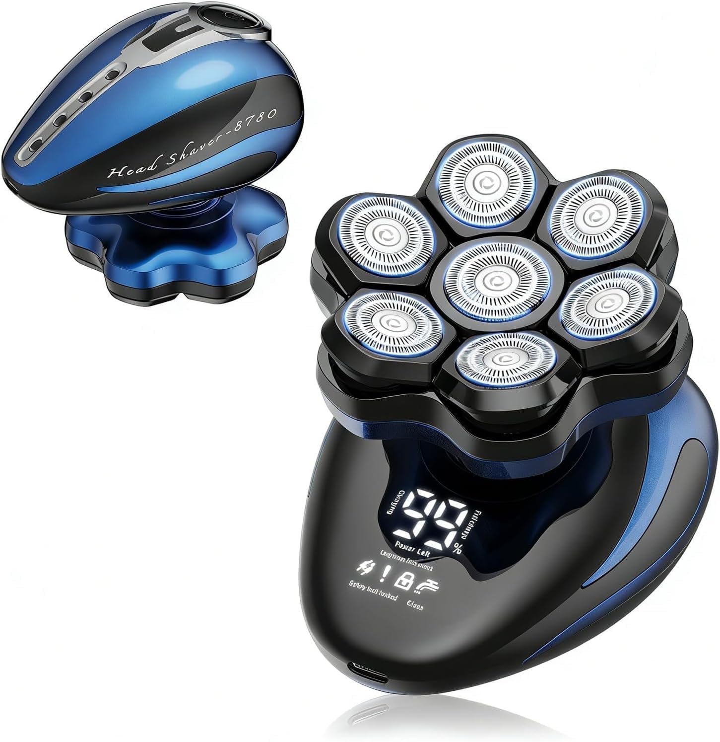 Head Shavers for Bald Men: 7D Bald Head Shavers for Men - Waterproof Wet or Dry Electric Razor - Smart LED Display / 90-Min Runtime/Type-C - Classic Motorcycle Style