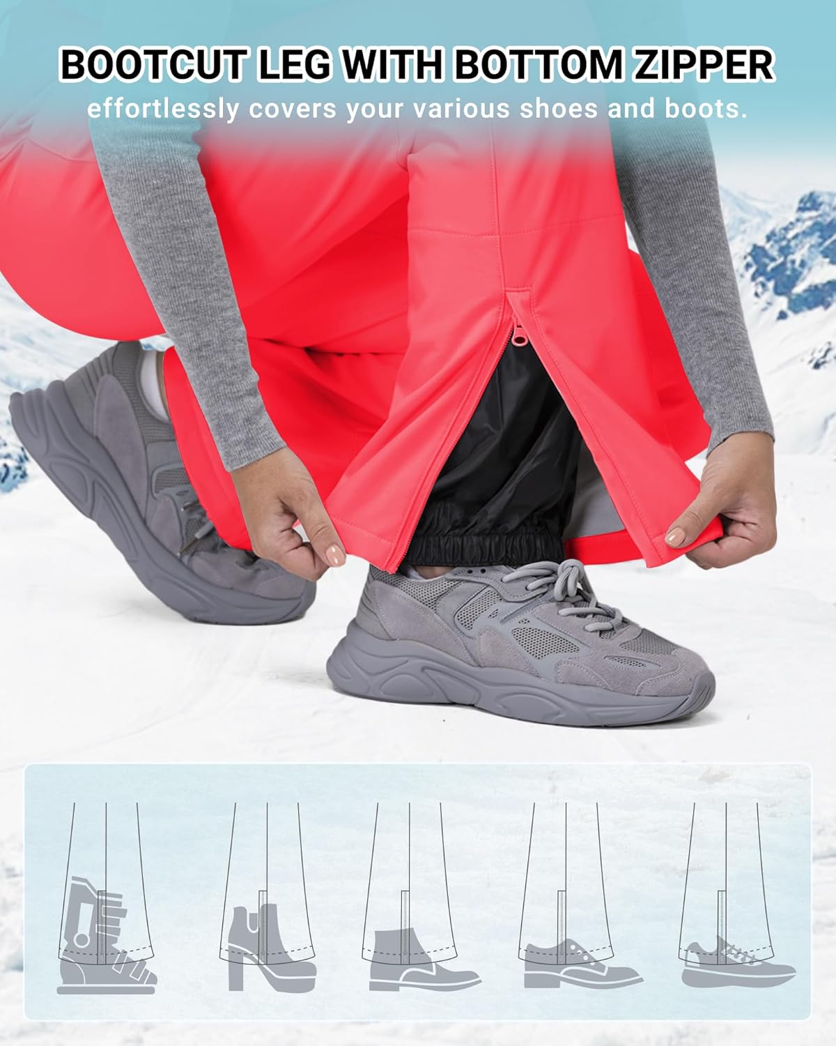33,000ft Women's Softshell Snow Pants Waterproof Warm Ski Pants Insulated Ripstop Snowboard Winter Pants - Image 3