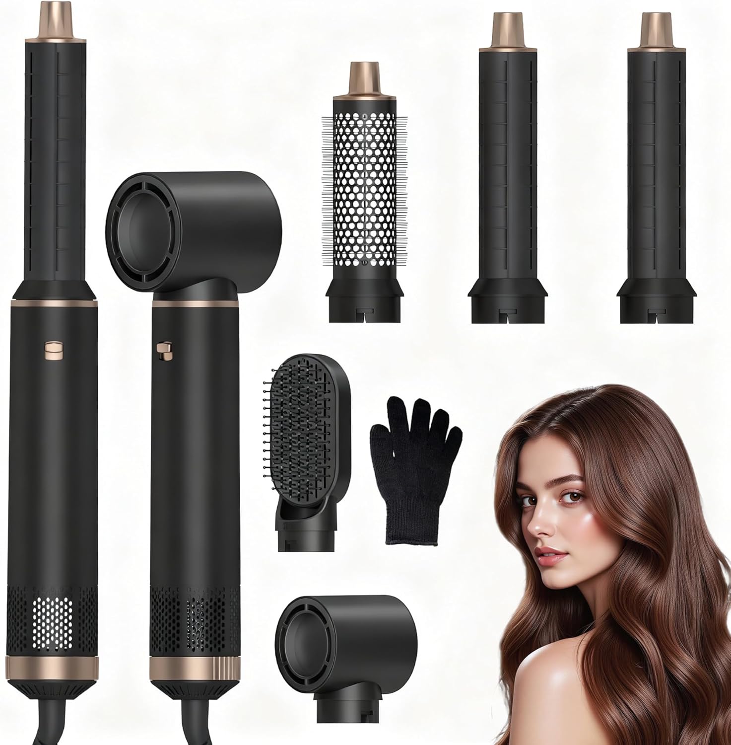 Blow Dryer Brush 5 in 1: Ionic Hot Air Styler Hair Dryer Brush Blow Dryer Set for Curling Volumizing Straightening Styling