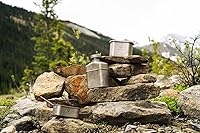 Vista 5 de Valtcan - Kit de cantimplora de titanio 1100ml 37oz de capacidad con ollas de 750ml y 400ml y tazas