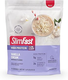 High Protein Meal Replacement Powder, 26 Servings, Advanced Nutrition Smoothie Mix with Vitamin and Mineral Blend, Gluten Free, Vanilla Cream, 0.7 kg