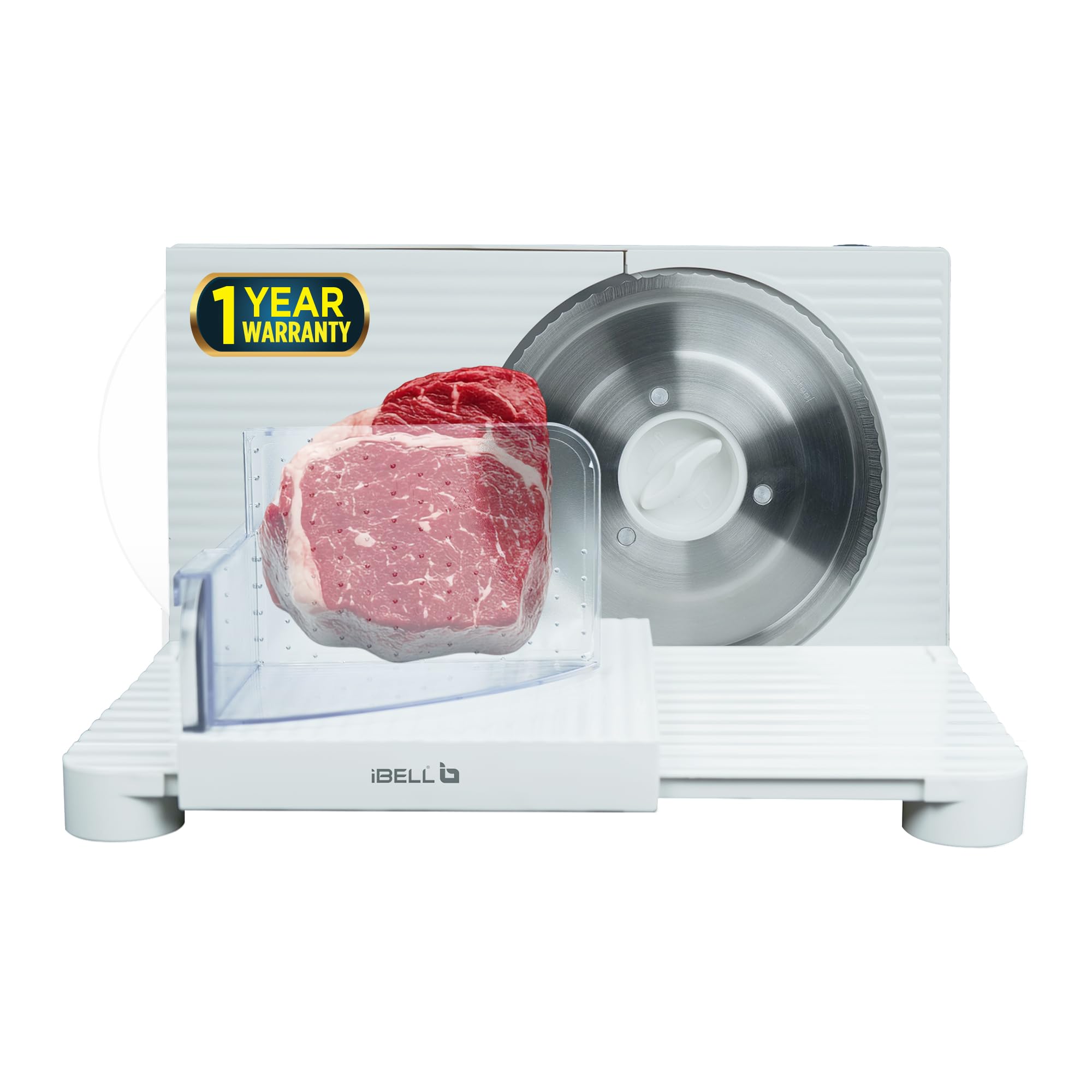 iBELL MS170M Electric Meat Slicer Foldable Portable, 850W, Stainless Steel Blade, Heavy Duty Meat Slicer (White)