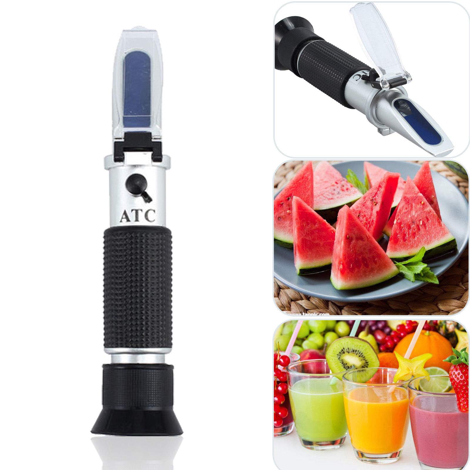 Refractómetro Brix con compensación automática de Temperatura, Rango de Escala Brix 0~32%, refractómetro de Mano para Pruebas de Contenido de azúcar en Alimentos azucarados, Bebidas,Black-5PCS