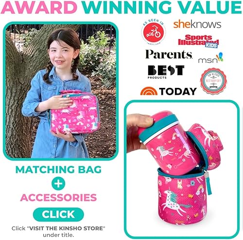 Miniatura 99 de Kinsho - Lonchera bento infantil, 5 secciones para control de porciones, bandeja de plástico desmontable sin bisfenol A, para niños preescolares