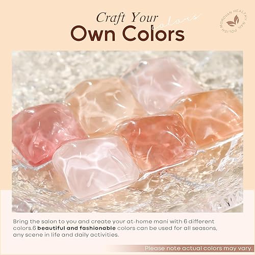 Miniatura 2 de Morovan Juego de esmaltes de uñas de gelatina 6 colores, incluyendo rojo, rosa, nude, kit de esmalte de gel UV LED, esmalte de remojo para el hogar,