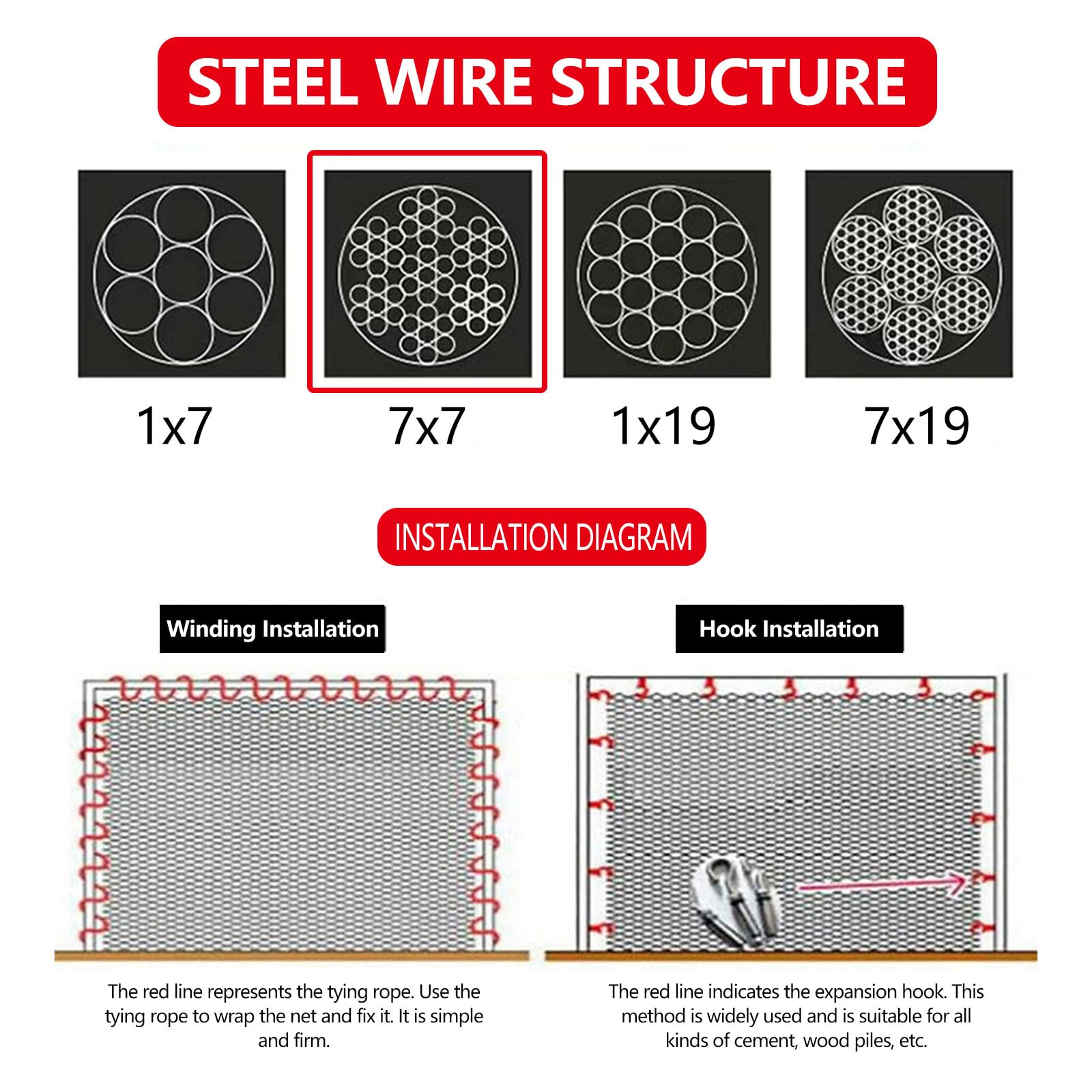 304 Malla de Cuerda de Acero Inoxidable Red de Cuerda de Seguridad Flexible 2mm Red de Protección Red Anticaída Malla de Cable Metálica Tejida para Jardin, Balcón, Escalera, An(Size:Mesh 10CM/0.6x10M)
