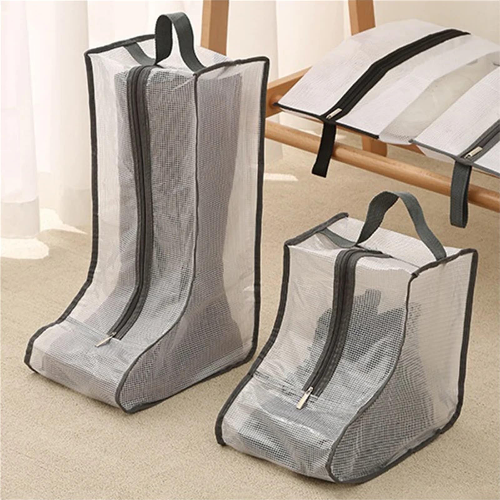Bolsa de Zapatos de Viaje Transparente, Bolsa de Almacenamiento Impermeable a Prueba de Humedad for Botas con Bolsillo Negro S for fútbol de Viaje