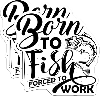 (2 Pack) Fishing Quote Stickers - Born to Fish - Fishing Lover Decals - 5" On Longest Side - Sticks to Smooth Flat Surfaces - Made in USA - BMCS10778