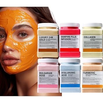 6 Pack Jelly Masks for Facials Professional, Jelly Mask Powder Hydrogel Formula, Vajacial Mask, Mascarilla Hidroplastica Facial, Esthetician Supplies Beauty Bulk