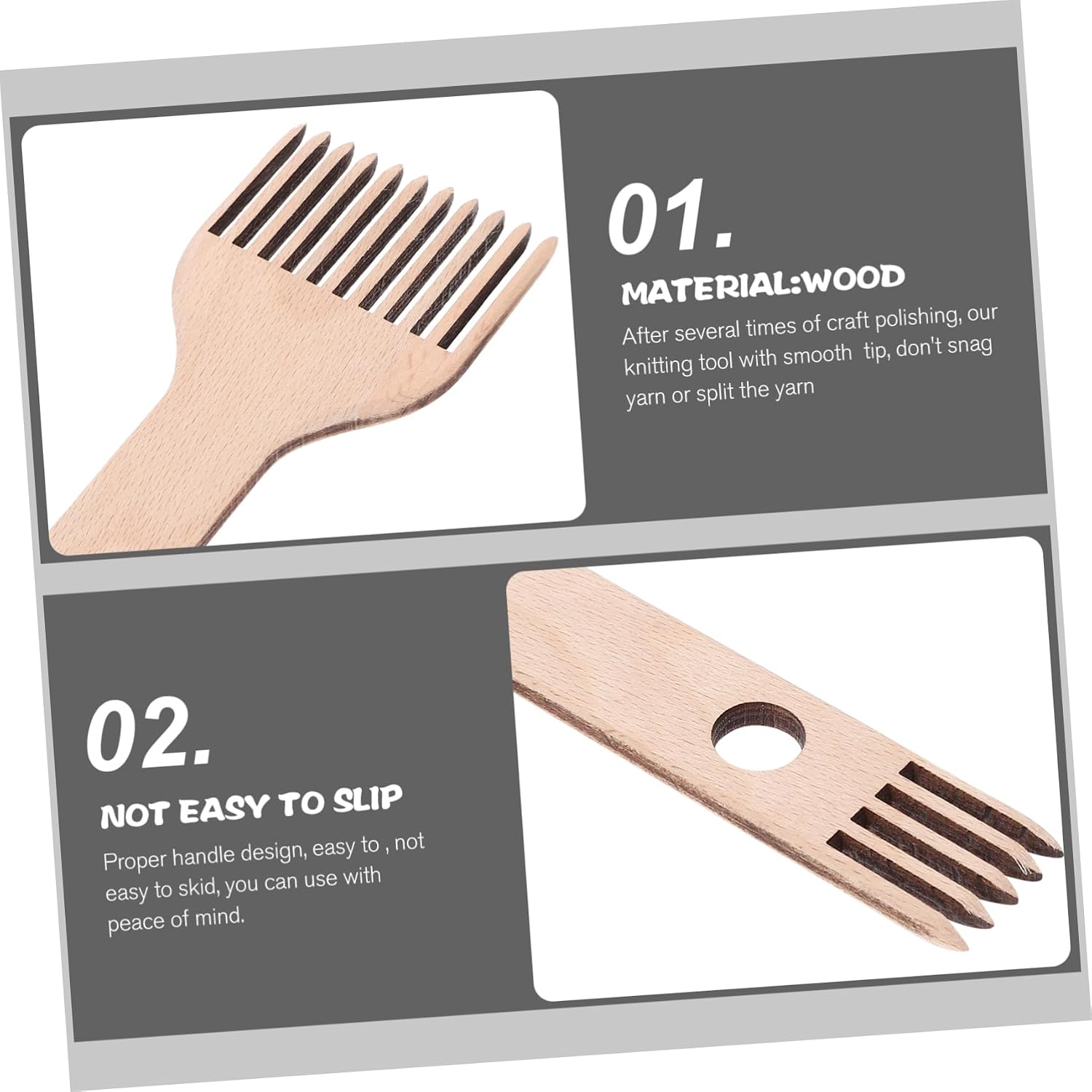 Tapestry Weaving Comb for Knitting Enthusiasts, Dual Head Wooden