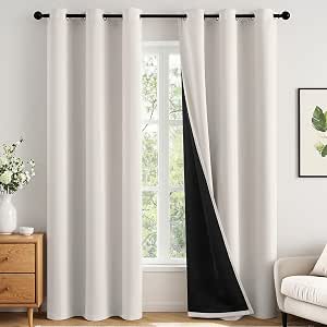 MIULEE Cream 100% Blackout Curtains for Bedroom 40x84 Inch Length