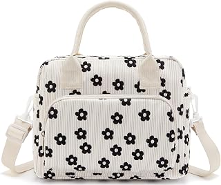 Lunch Bag Women Lunch Box for Women Adult Cute Insulated Lunch Bag Lager Cooler Lunch Tote Bags for Work Picnic (Beige-Flower)
