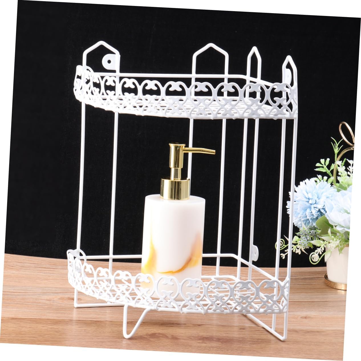 Cabilock Wall Mounted Triangle Storage Rack Traceless Design Multi Iron Shelf for Bathroom Toilet Home Decor Small Space Saving for Tidy