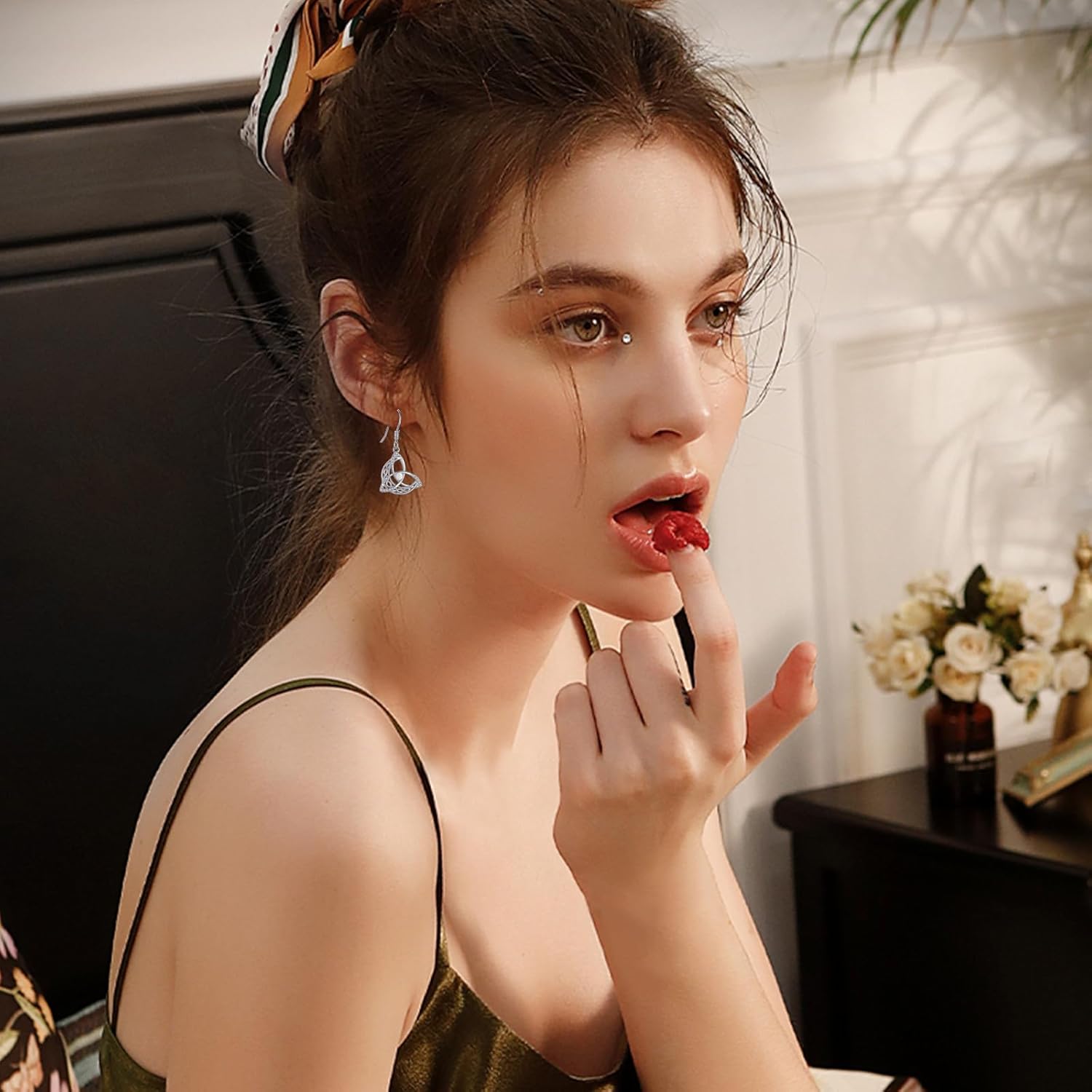 Celtic Witches Knot Sterling Silver Witch Earrings - Abalone Shell Birthstone Drop Dangle Leverback Celtic Earrings - Mother's Day Gifts for Women, Sisters, Best Friends - Image 3