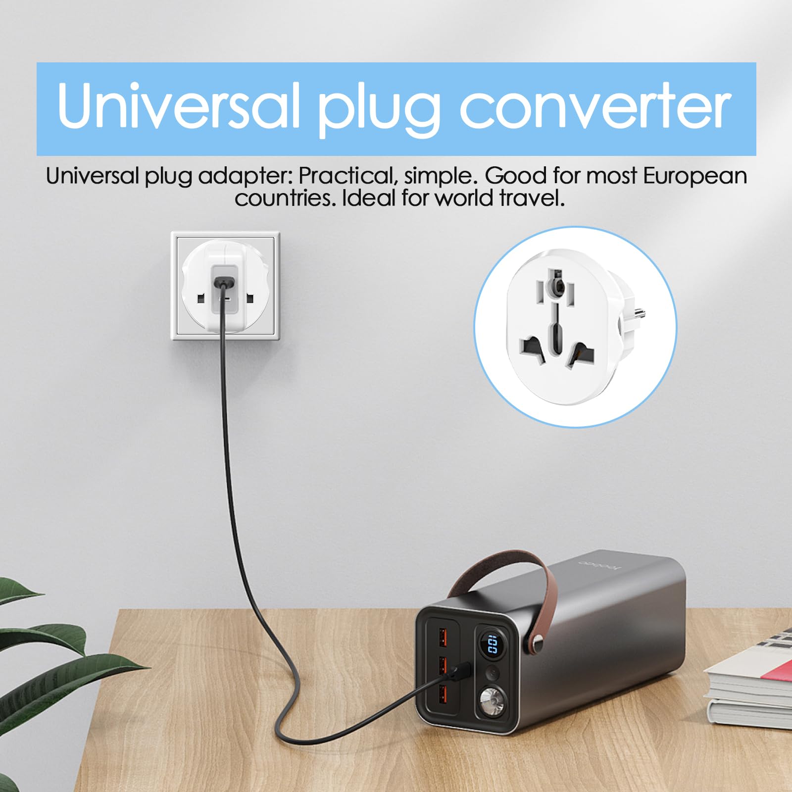 Adaptador de Enchufe Universal para Viajes España, Compatible con la Mayoría de Países Europeos, 2 Pack - Convertidor de Enchufes USA, UE, UK, Australia, China, Italia, Suiza a Enchufe Alemán — view 5