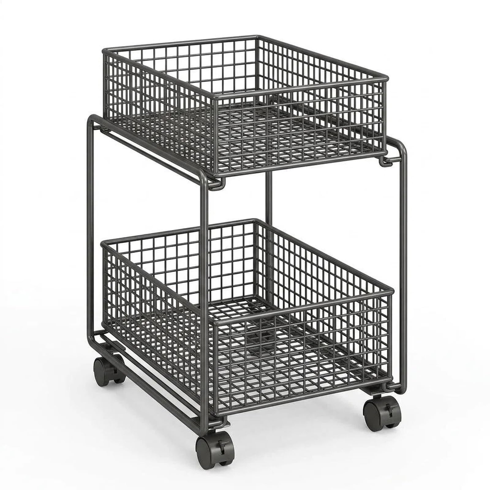 ZYYANSHOP Kitchen Storage Cart Rolling Kitchen Storage Cart Movable Vegetable and Fruit Basket Organizer Shelf(Black,Large)