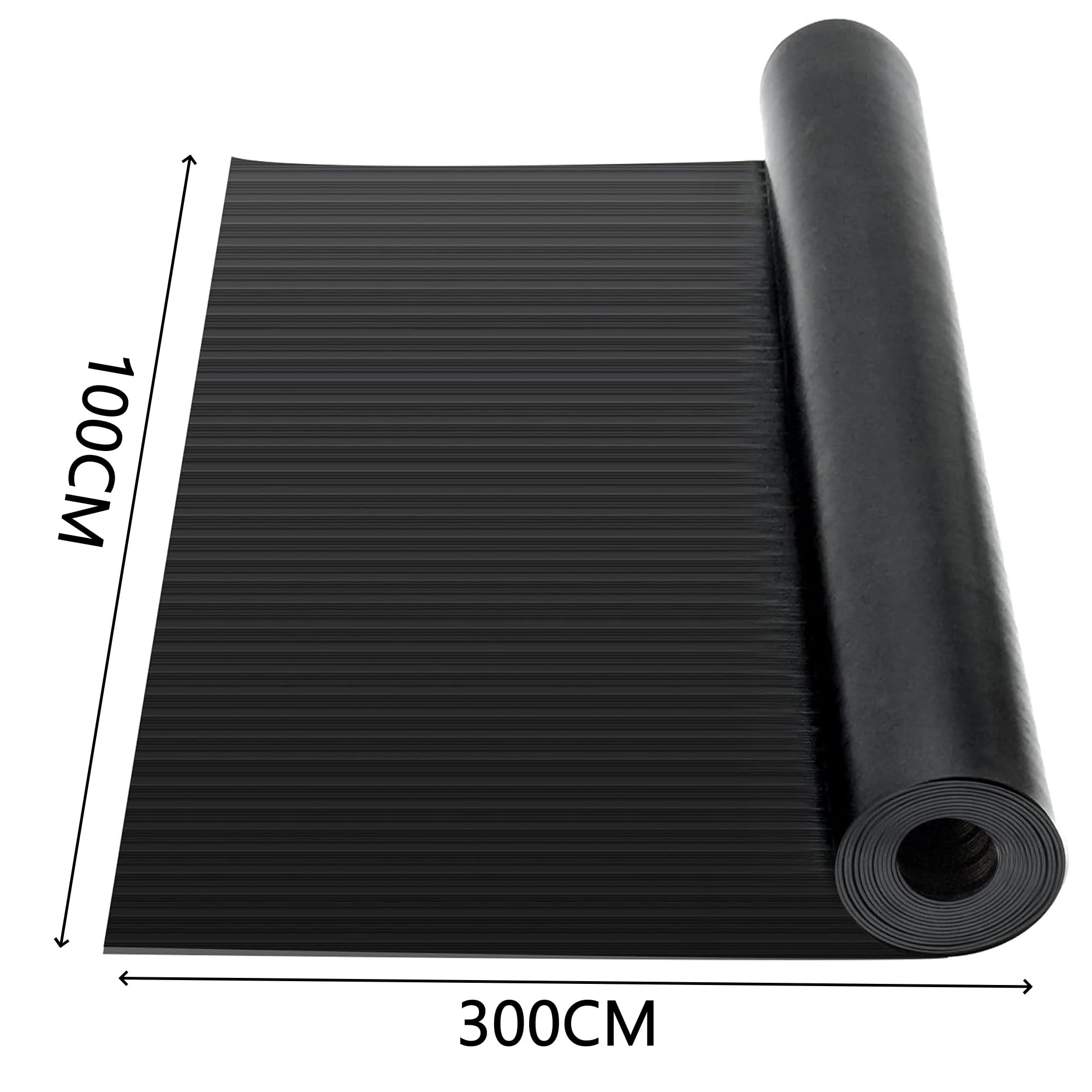 Nisorpa Gummimatte 300cm x 100cm Gummimatten 3mm Dicke Gummiläufer Schutzmatte Garagenboden Gummi Antirutschmatte für Keller, Werkstatt, Garage| Nadelstreifenmuster