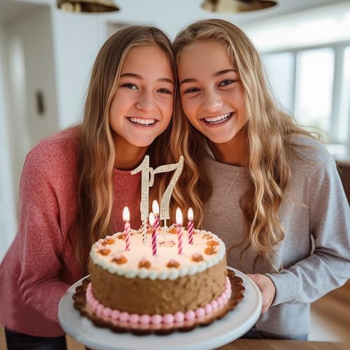 Miniatura 3 de Honbay Decoración para tarta de cumpleaños número 17 con diamantes de imitación brillantes y brillantes para decoración de pastel de cumpleaños 17 o