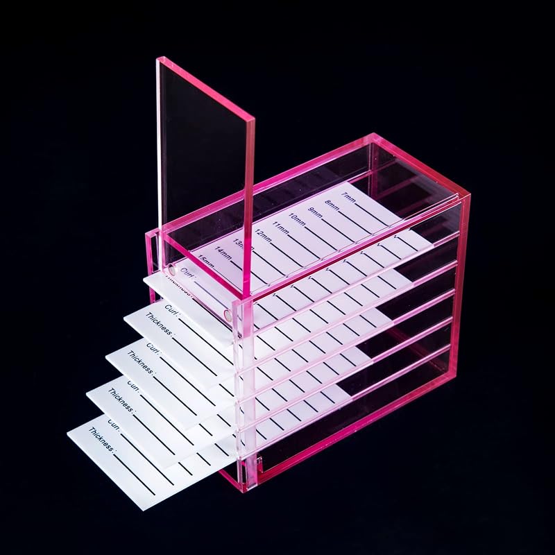 Organizador de cílios OLACHIKKO com 5 compartimentos e tampa magnética, acrílico, Pink-Upgrade