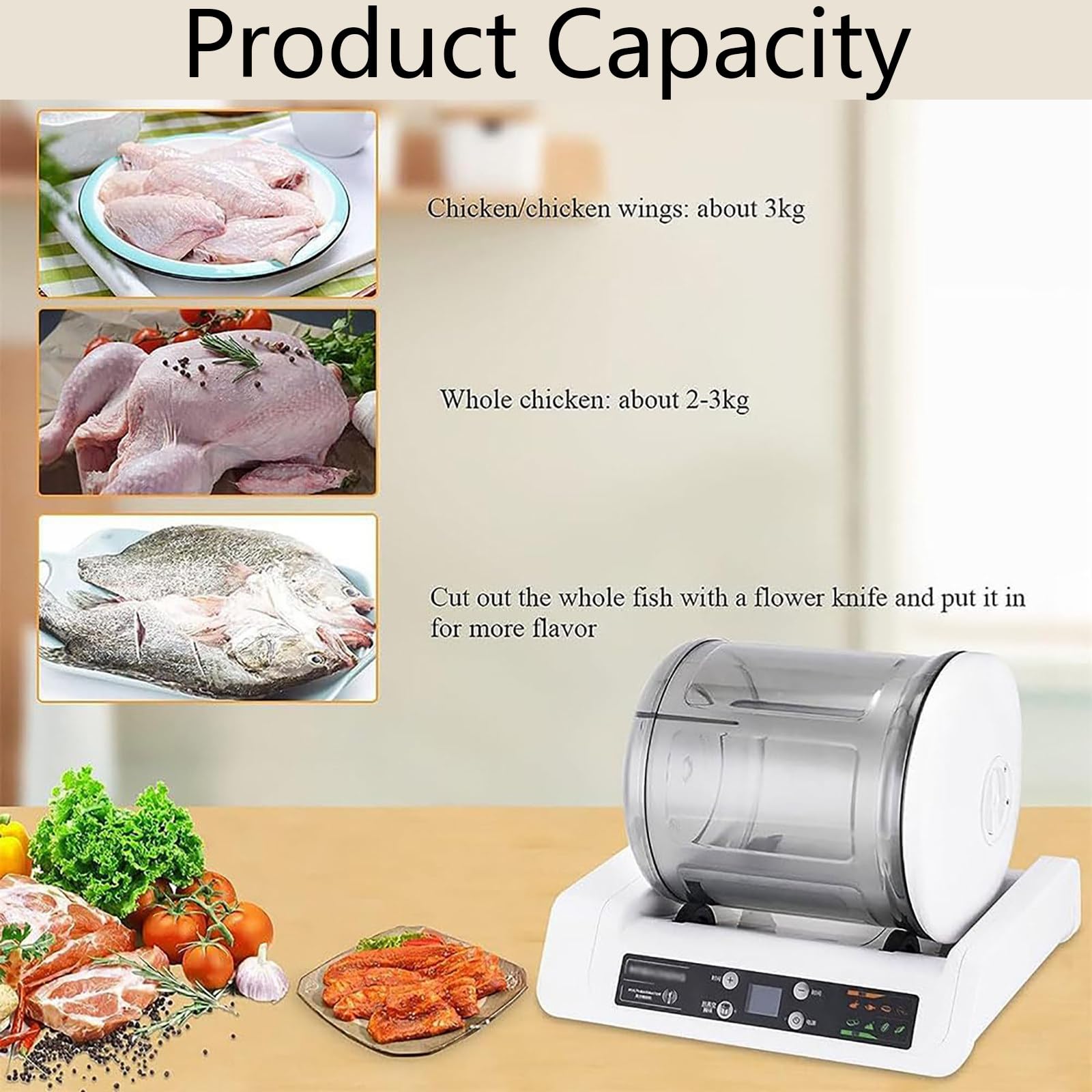 Macchina elettrica per burattare alimenti, multi-marinatore LCD intelligente per la lavorazione degli alimenti da cucina, macchina automatica per marinata di hamburger da 5 litri