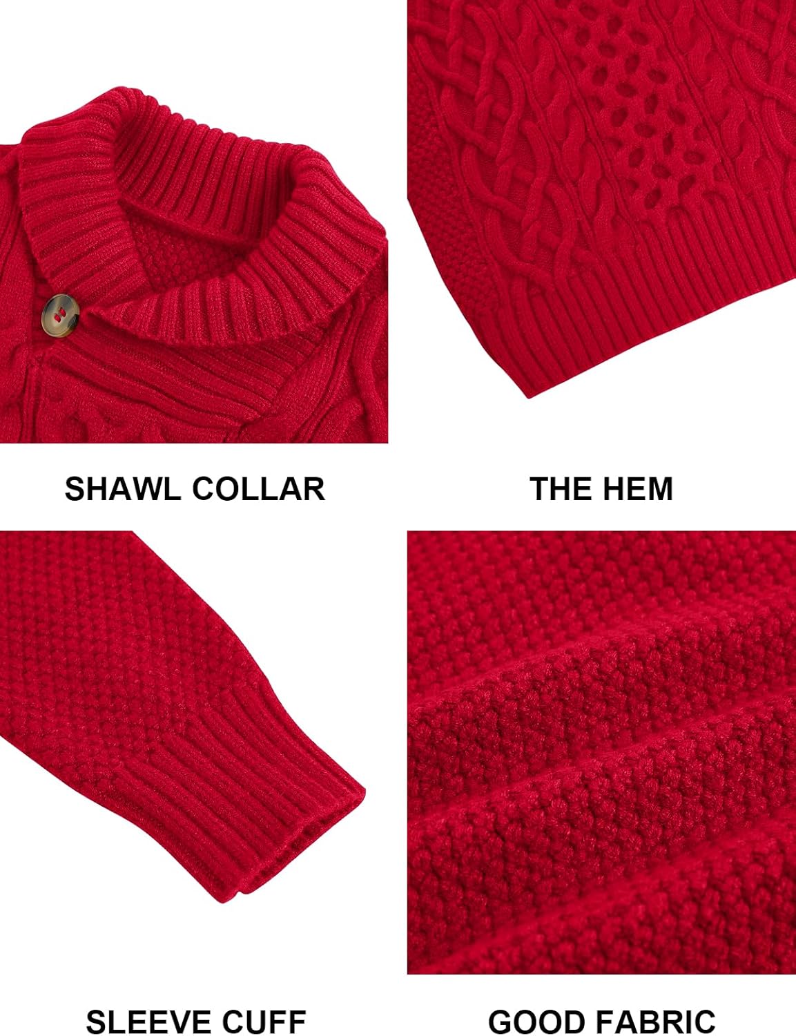 Makkrom Toddler Pullover Sweaters Shawl Collar Cable Knit Sweaters Long Sleeve Warm Outwear Spring Fall Winter - Image 5