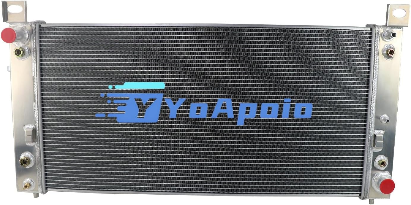 3 Row Aluminum Radiator for 1999-2014 Chevy Silverado 1500 2500 Suburban Tahoe 4.8L 5.3L 6.0L, 34"W 3 Row Full Performance Aluminium Radiators