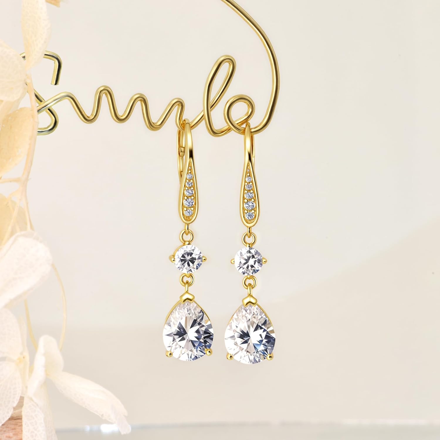 Teardrop Dangle Drop Earrings for Women 925 Sterling Silver Birthstone Leverback Earrings Birthday Valentines Day Anniversary Jewelry Gifts for Women Mom Wife Her - Image 5