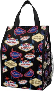 Lunch Bags Insulated Bag, Easy to Clean Leakproof Beach Picnic Insulated Cooler Tote, Las Vegas Skyline, Multi-functional Food Storage Bags