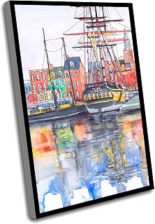 Decor For Bedroom,Womens Office Decor,Baltimore Skyline Watercolor Painting,Fells Point Art Landscape,Cityscape Print,Watercolor Fine Art Print,16x24 Inch Framed Wall Art