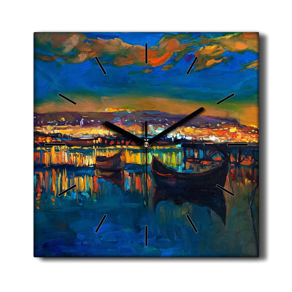 Horloge sur toile 30x30cm sans tic-tac Lake City pour la décoration murale du salon