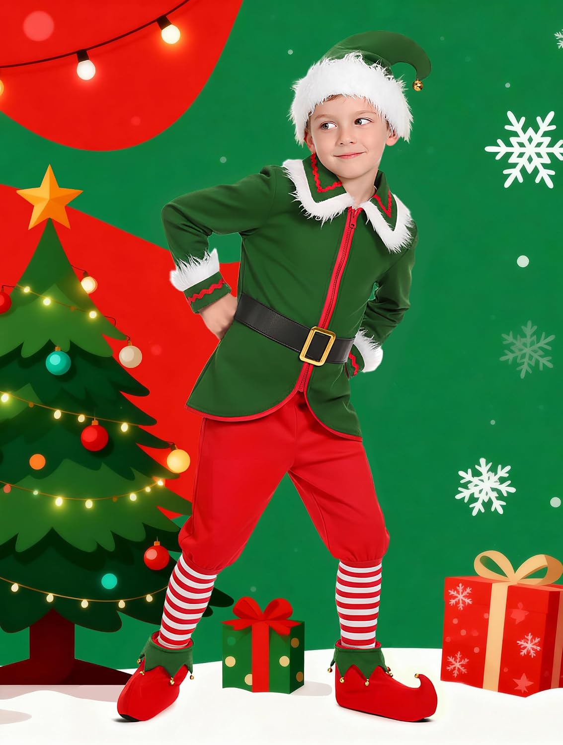 Gortykor Kids Christmas Elf Costume for Boys Holiday Elf Costume Outfit