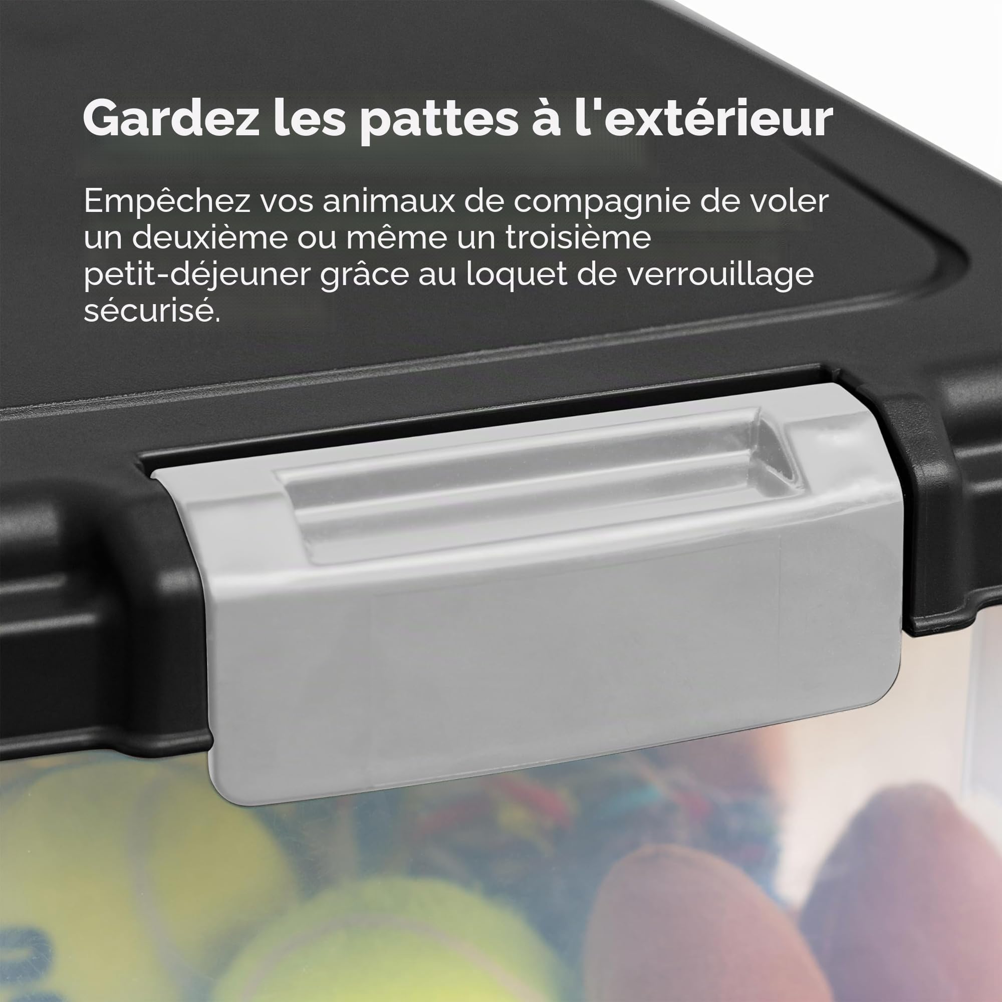 Iris Ohyama, Boite Croquette Chat Hermetique à Roulettes, 30L+9L/10kg+4kg, Noir, Couvercle à Rabat avec Joint Etanche, Plastique, pour Chien, Chat, Friandises, Conteneur Croquettes, sans BPA, MP-8/1