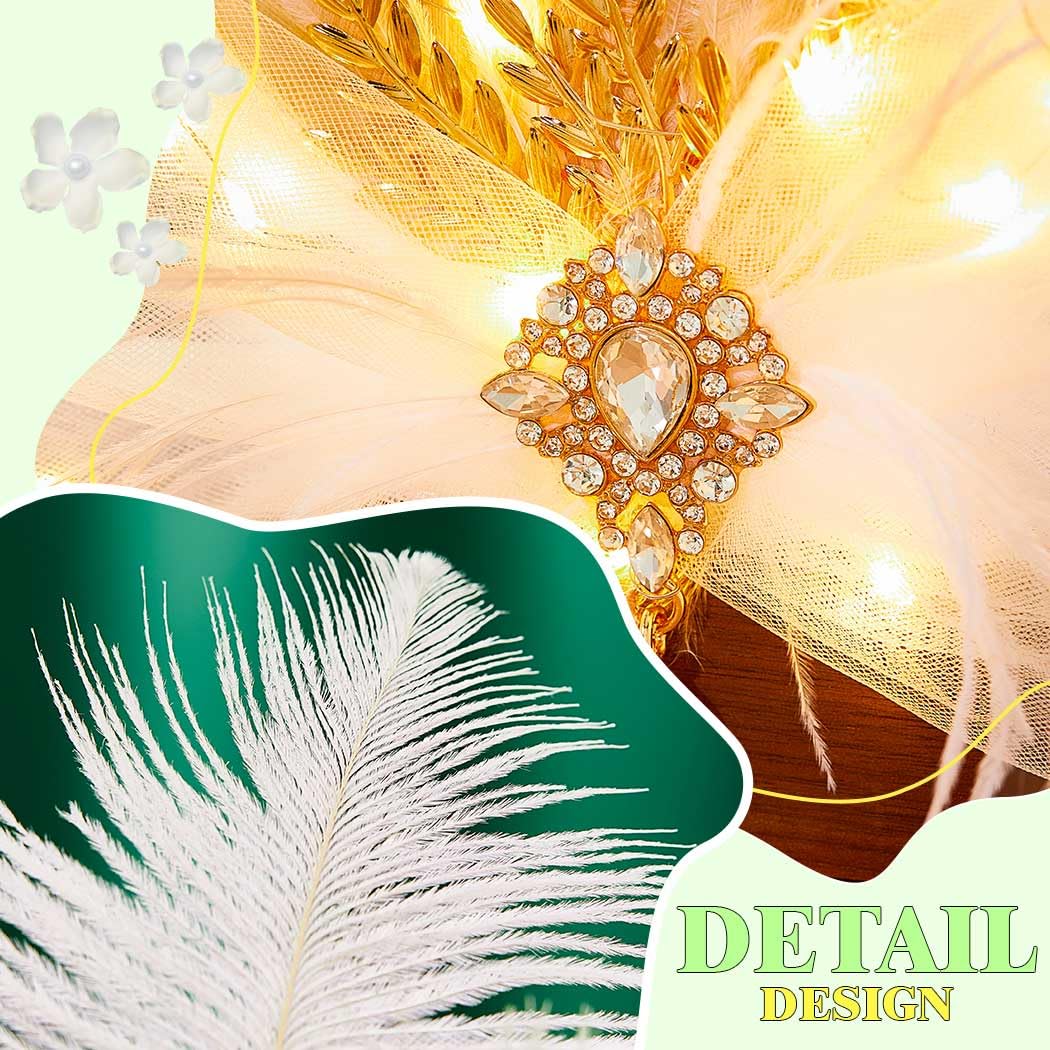 JAKAWIN Light Up Hair Bow Clip LED Feather Headpiece for Women - Image 6
