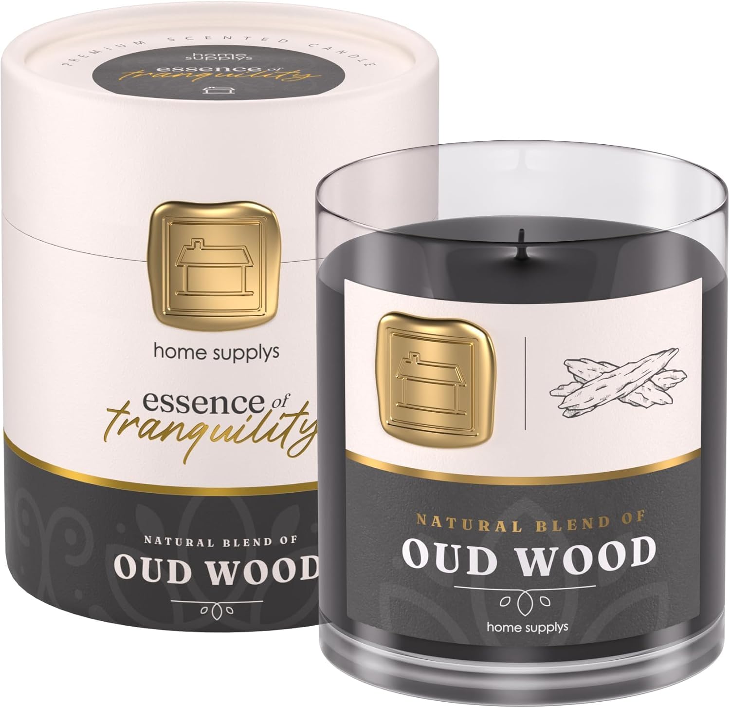 Luxury Oud Scented Candle – 60hr Long Burn Vegan Candle with Rose, Bamboo & Eucalyptus – Aromatherapy Gift for Women & Men (280g)