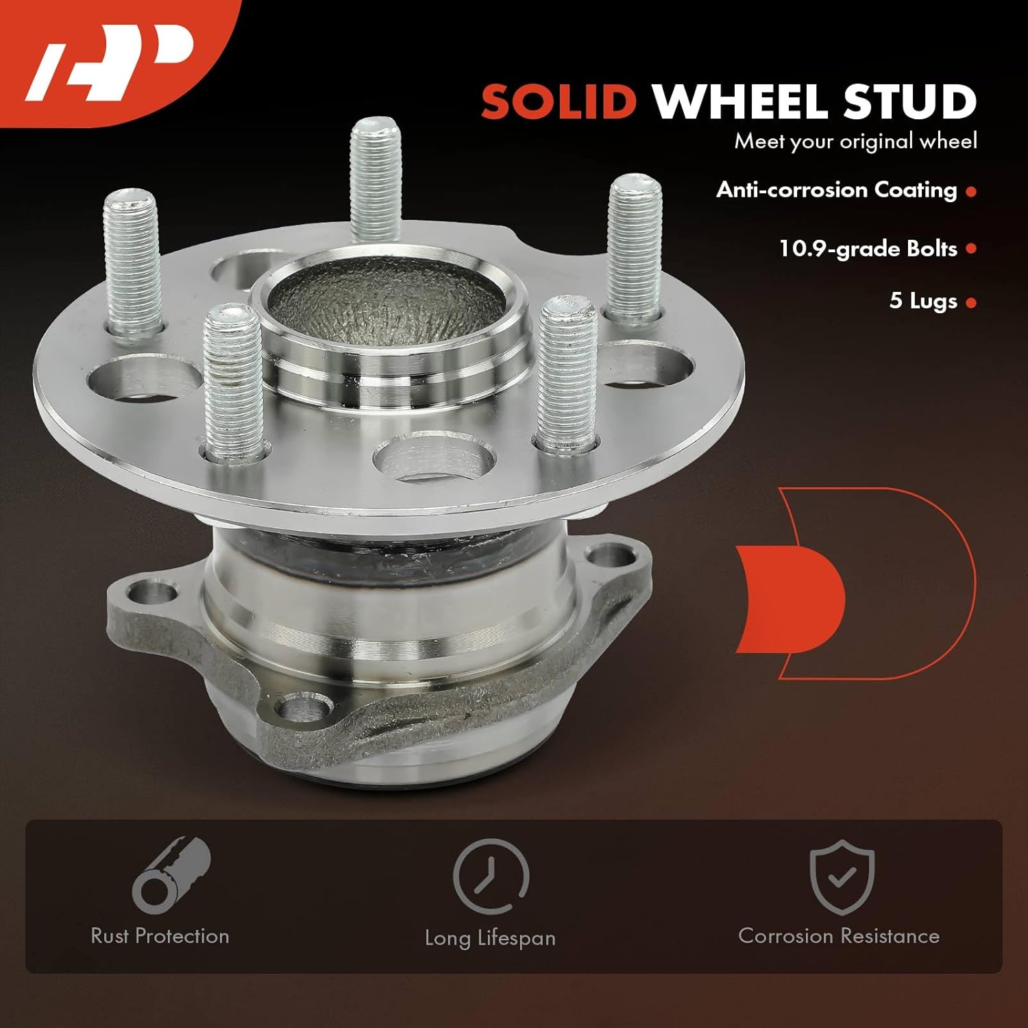 A-Premium Rear Wheel Bearing and Hub Assembly with 5-Lug Compatible with Toyota RAV4 1996-2003, Non-ABS Models, FWD Only