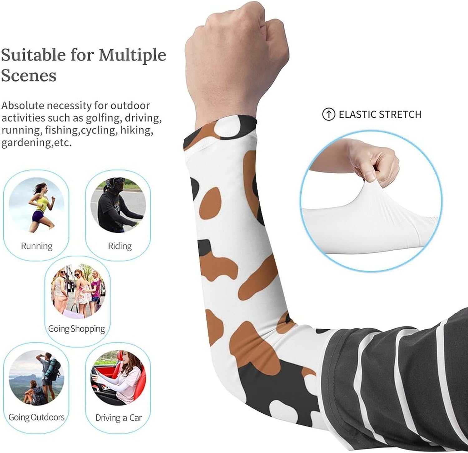 Tortoiseshell Cat Print Arm Sleeves Cooling Sun Protection Sports Compression for Golf Basketball