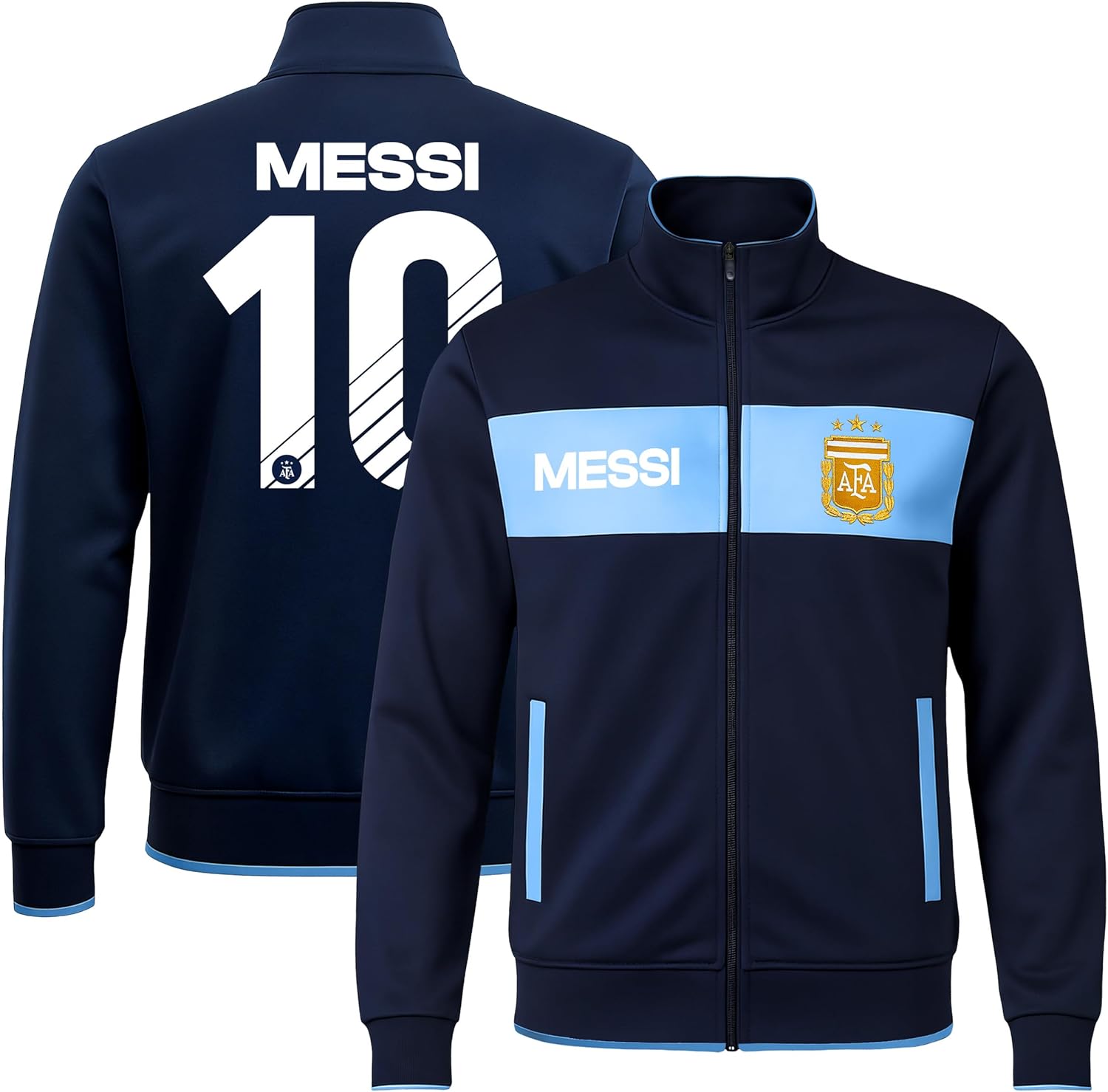 Icon Sports Officially Licensed Argentine Football Association Lionel Messi Track Jacket - Unisex Adult - Image 2