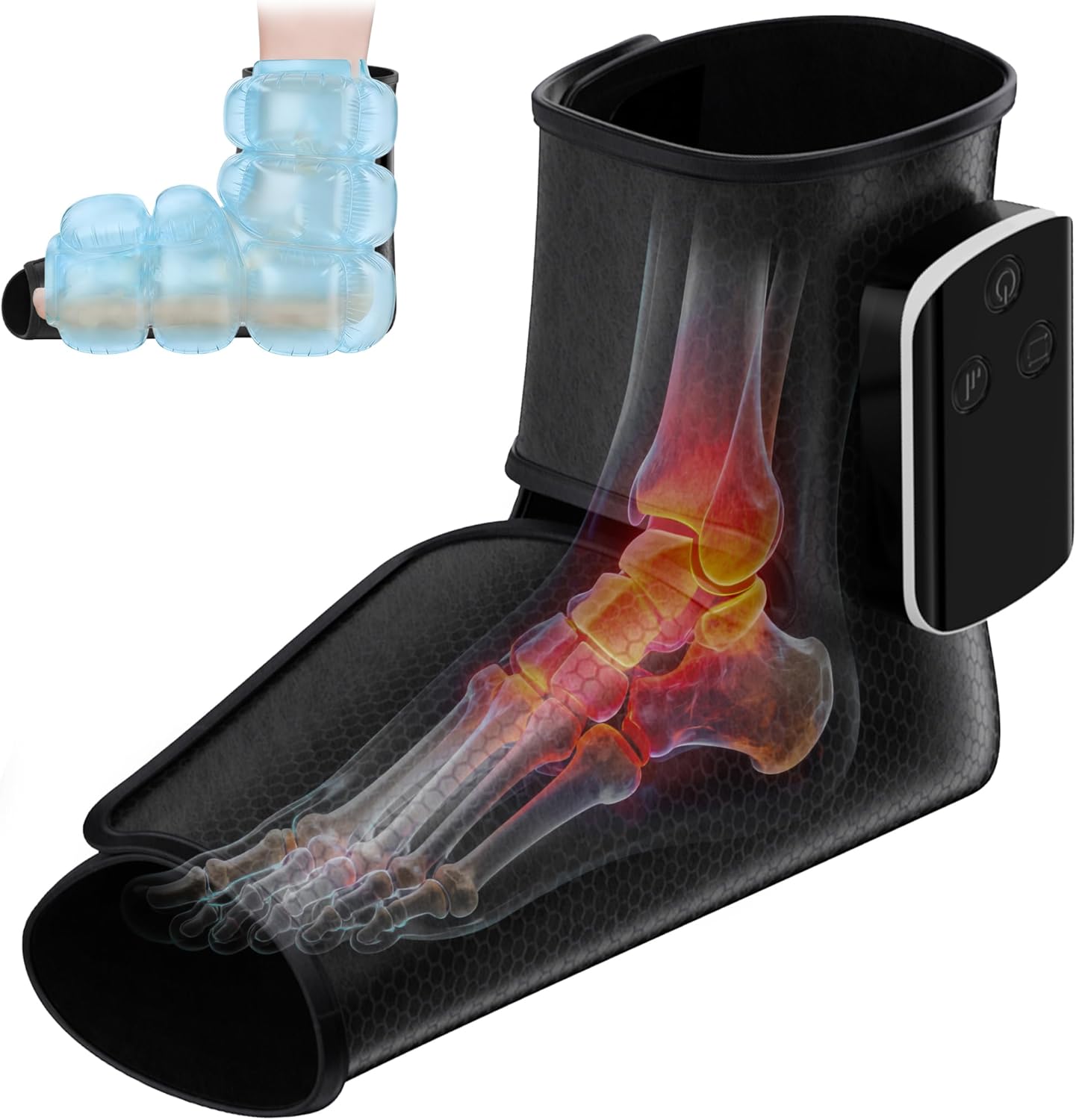Portable Air Compression Ankle and Foot Massager with Heat for Pain Relief and Circulation, Smart Timer, Cordless Foot Massager for Neuropathy, Gifts for Mom Dad Men Women (Size 6 to 10,1PC)