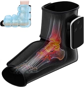 Portable Air Compression Ankle and Foot Massager with Heat for Pain Relief and Circulation, Smart Timer, Cordless Foot Massager for Neuropathy, Gifts for Mom Dad Men Women Size 6 to 10,1PC